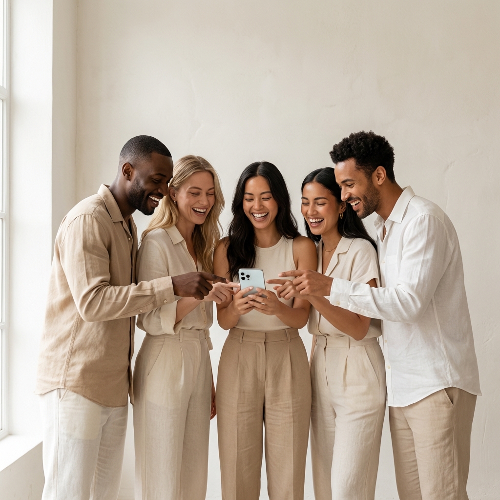 Friends gathering socially